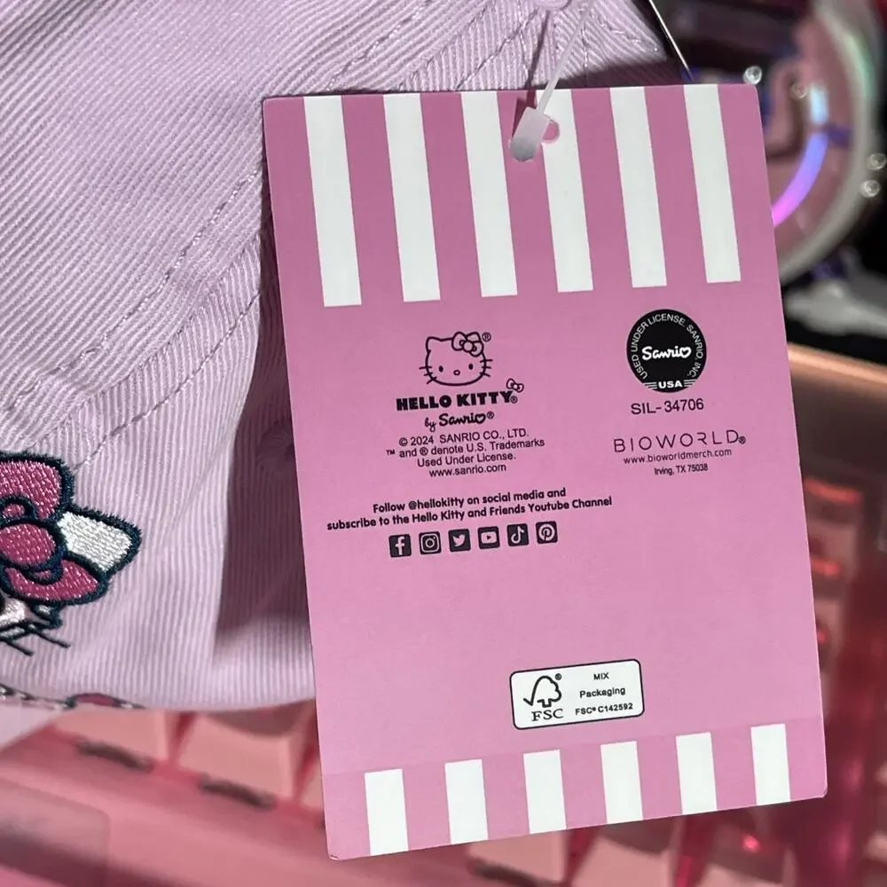 Hello Kitty Baseball Cap Pink Sunglasses Embroidered Adjustable 2024 Sanrio